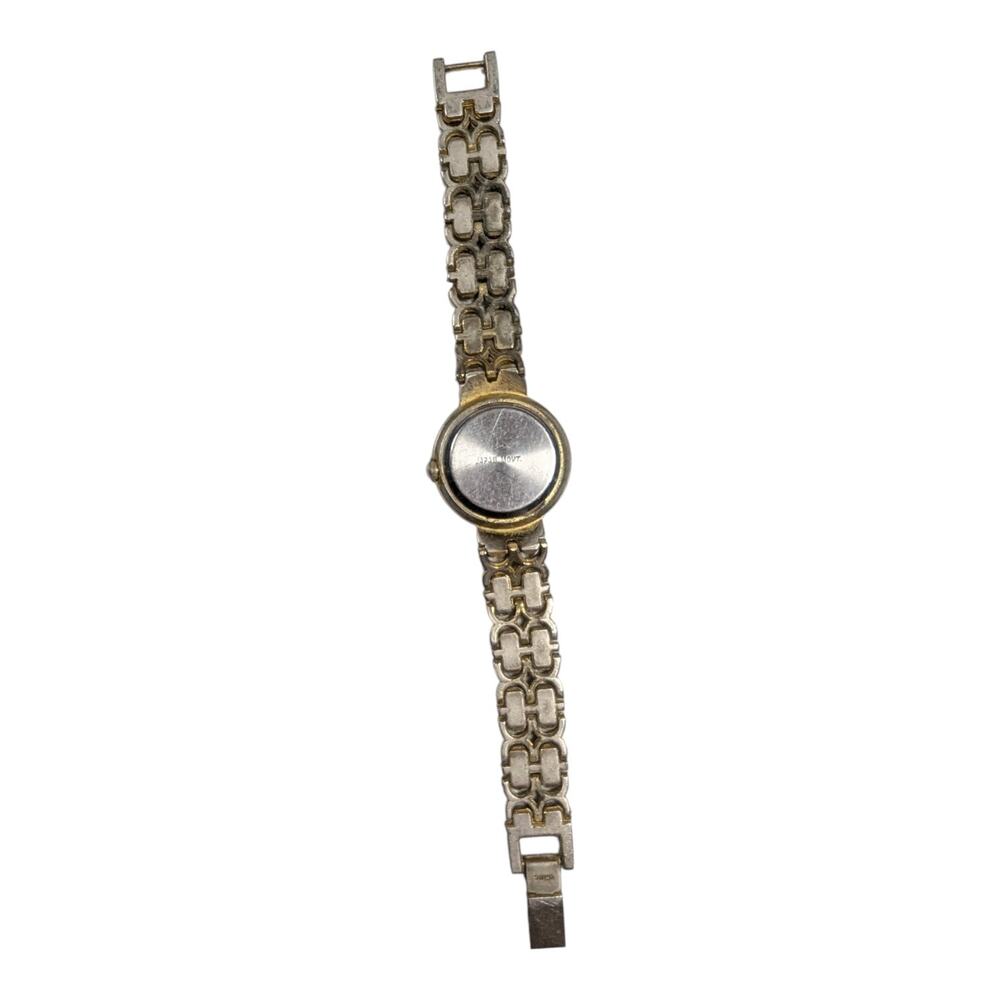 Vtg 1990s Becora Two Tone Gold Silver Bracelet Link Rhinestone Dial Dress Watch - Picture 3 of 3